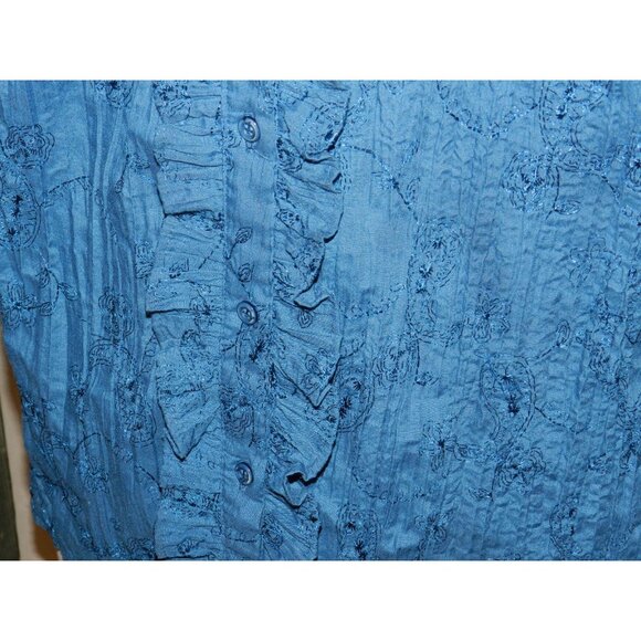 St Johns Bay size 3X deep teal green embroidred buttoned top plus size - Picture 5 of 7